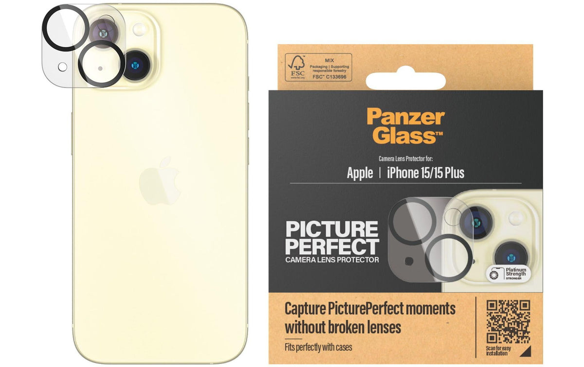 PanzerGlass PicturePerfect – Kameraschutz, Gehärtetes Glas – für iPhone 15/15 Plus – Transparent