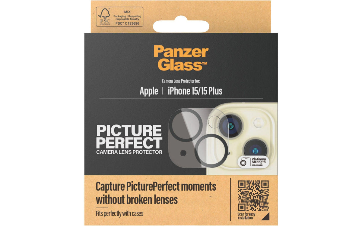 PanzerGlass PicturePerfect – Kameraschutz, Gehärtetes Glas – für iPhone 15/15 Plus – Transparent