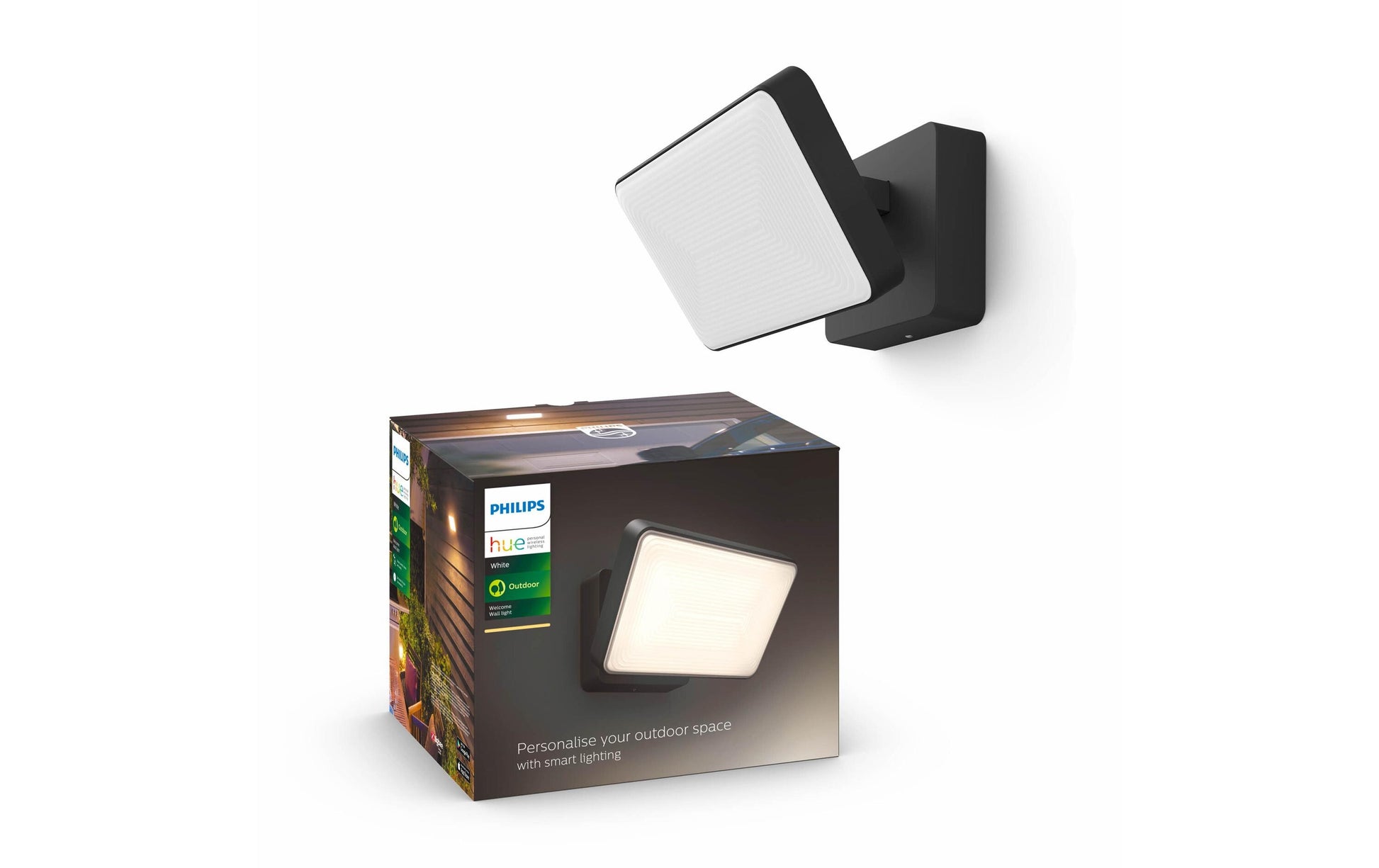 Philips by Signify Philips Hue Aussenwandleuchte – 22×15,3 cm – 2600 lm, 41 W – Warmweiss, 2700 K – IP44 – Netzbetrieb – ZigBee