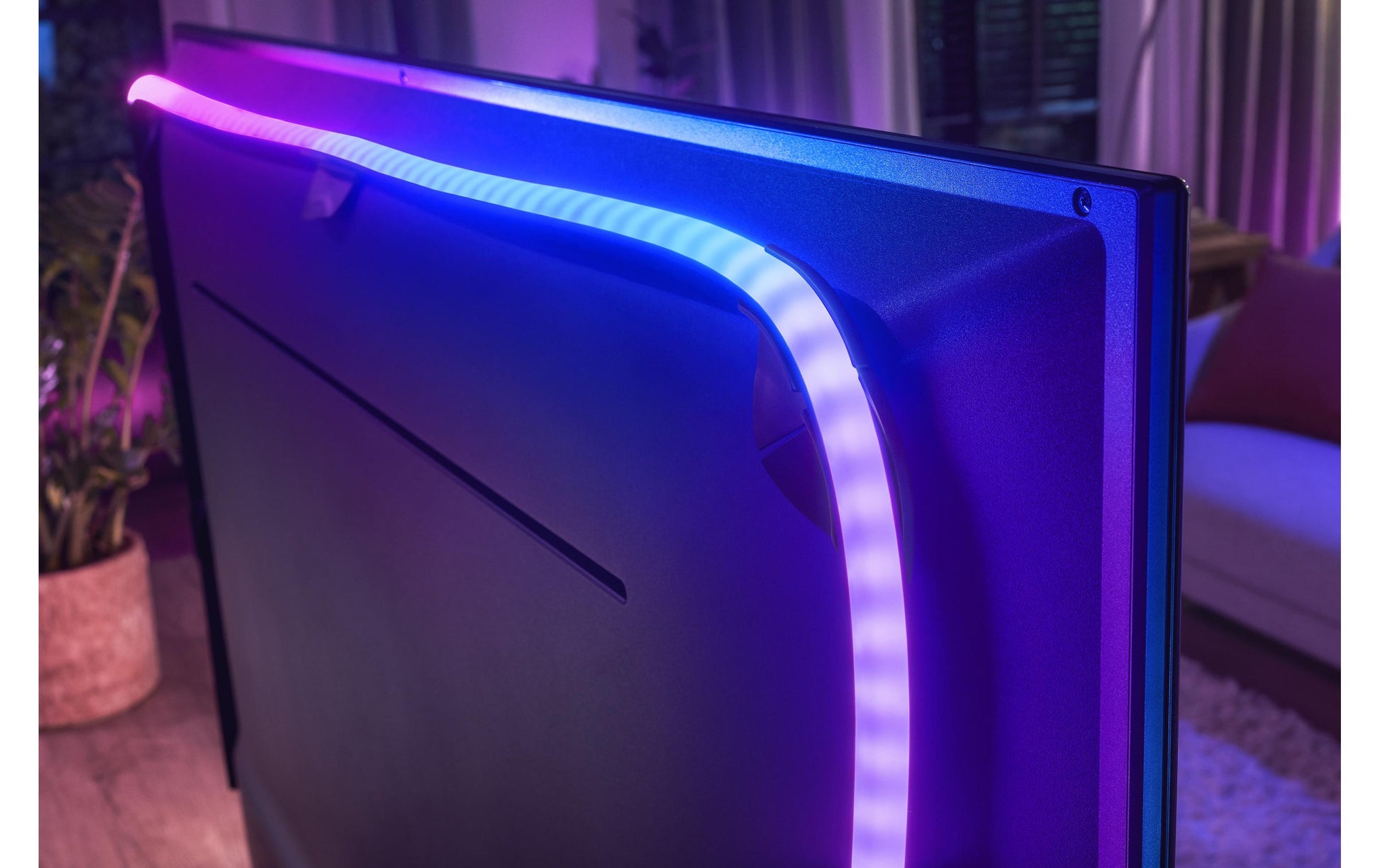 Philips by Signify Philips Hue Gradient Lightstrip 55 TV-Backlight-Set – ZigBee, einstellbares Weiss – für 55" Fernseher – Schwarz