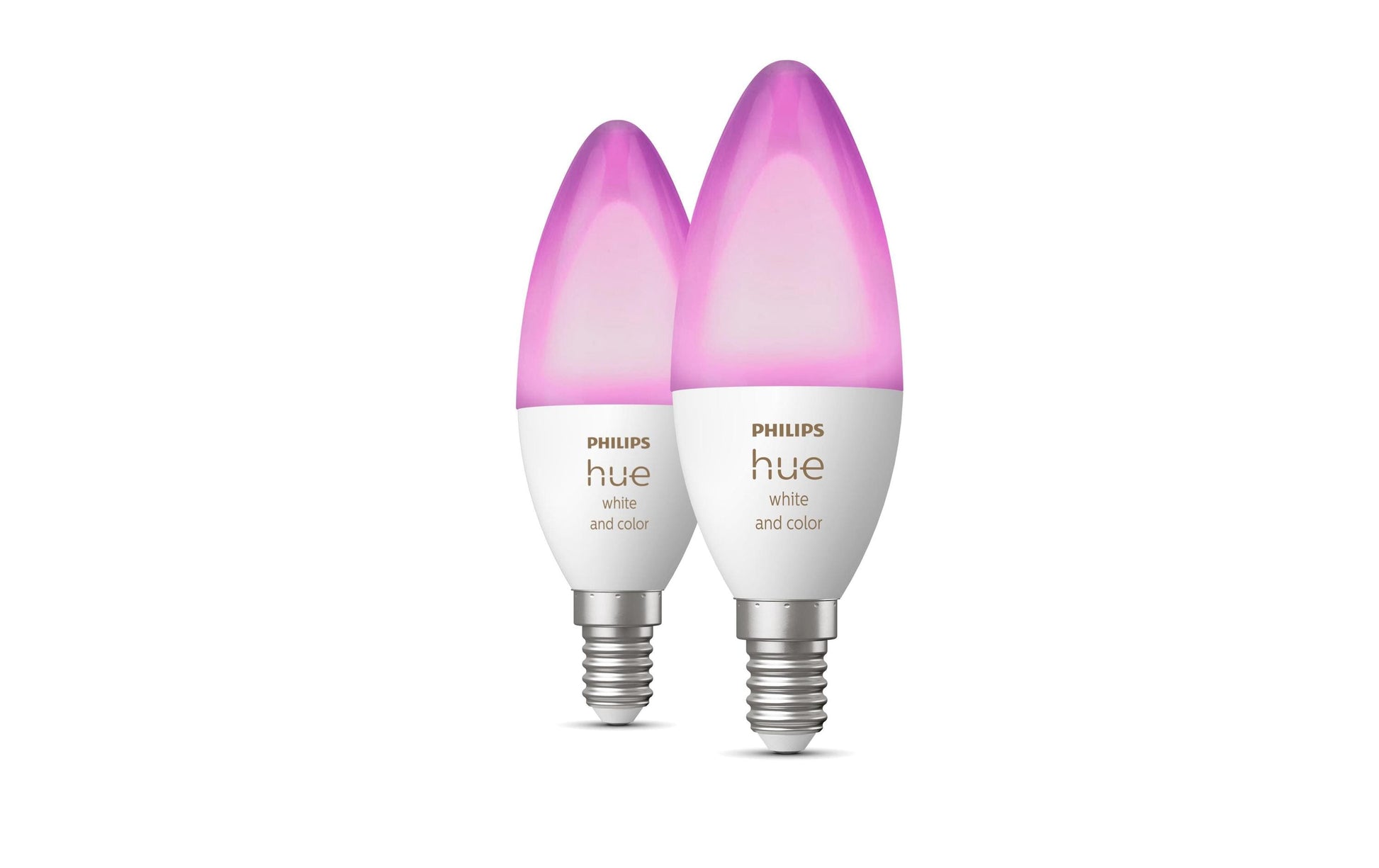 Philips by Signify Philips Hue Smart-Leuchtmittel E14 Kerzenform – RGB+CCT, 470 lm, 5,3 W, Bluetooth – für Philips Hue – 2 Stk.
