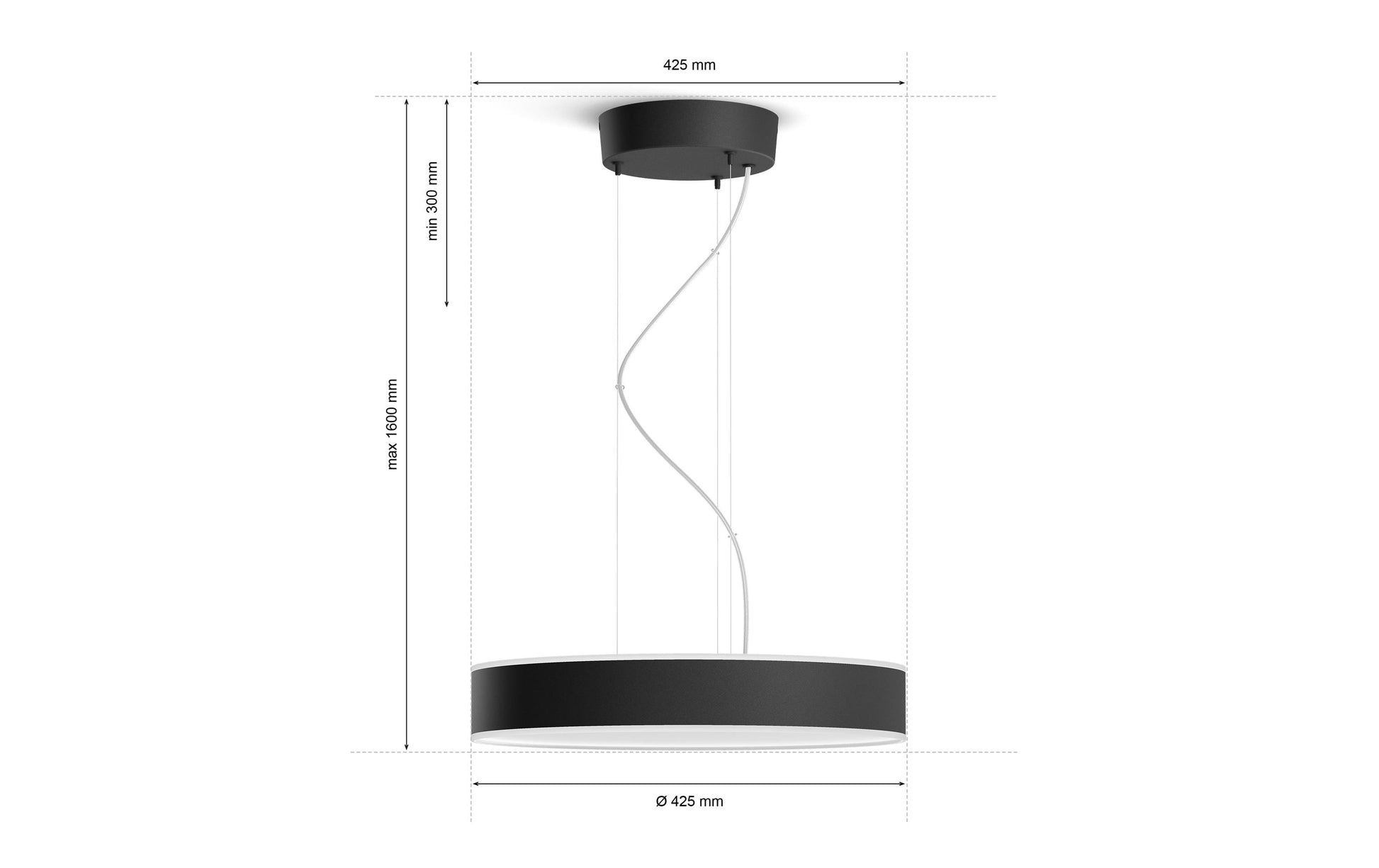 Philips by Signify Philips Hue Hängeleuchte Enrave – Ø 42,5 × 12,9 cm, 3300 lm, 33,5 W, 2200–6500 K, für Hue Bridge, schwarz