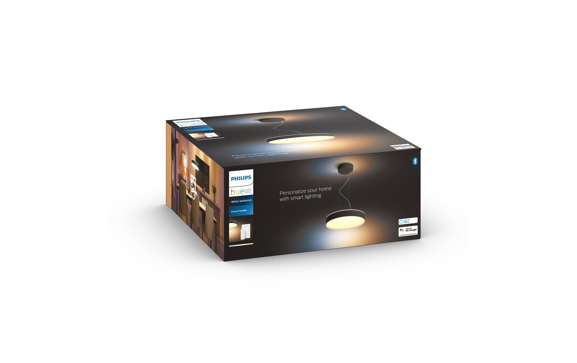 Philips by Signify Philips Hue Hängeleuchte Enrave – Ø 42,5 × 12,9 cm, 3300 lm, 33,5 W, 2200–6500 K, für Hue Bridge, schwarz