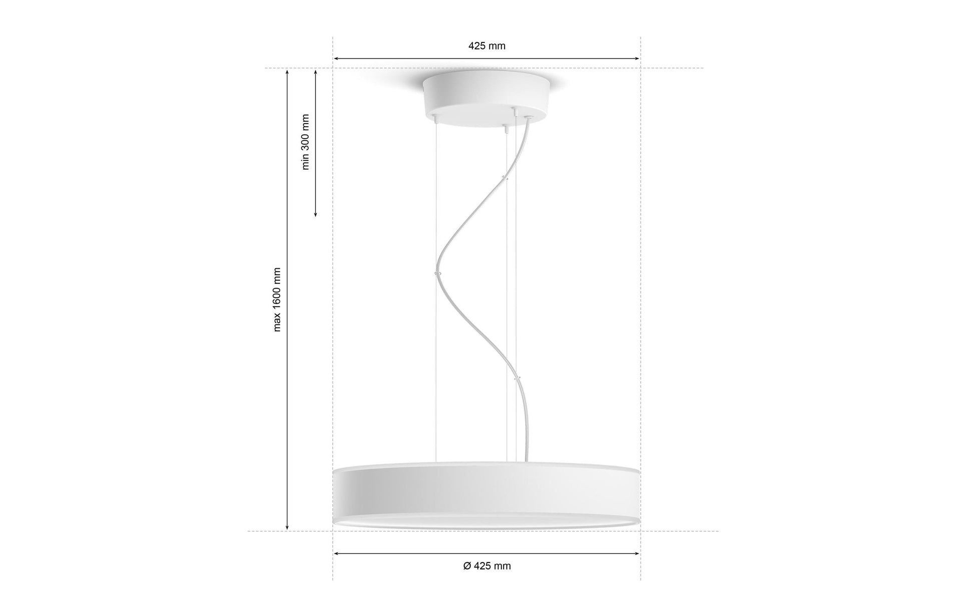 Philips by Signify Philips Hue Pendelleuchte Enrave – LED 33,5 W, 3300 lm, 2200–6500 K, dimmbar, Bluetooth & Hue Bridge – Weiss