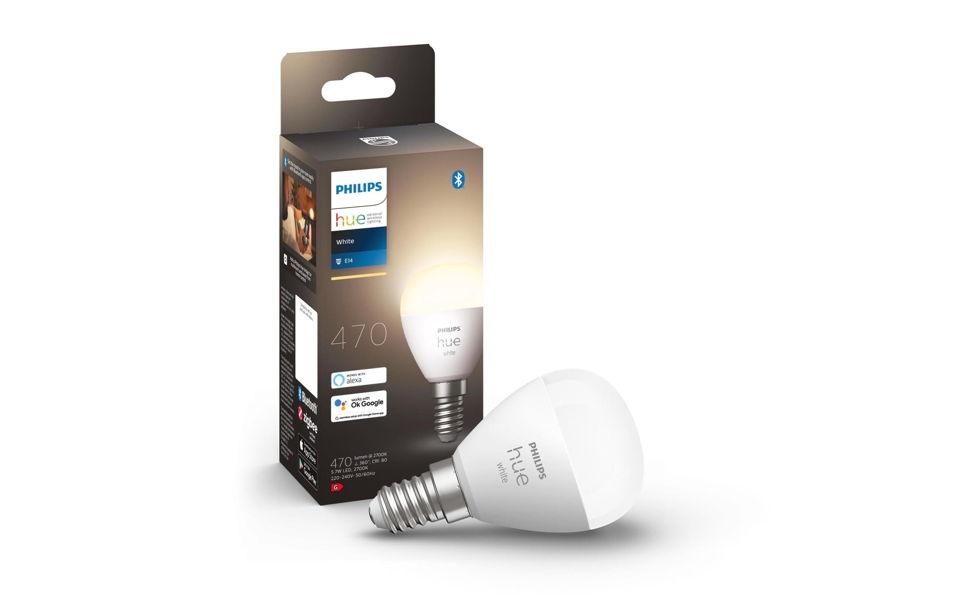 Philips by Signify Philips Hue Smart-Leuchtmittel E14 – 470 lm, 2700 K, App-Steuerung, dimmbar