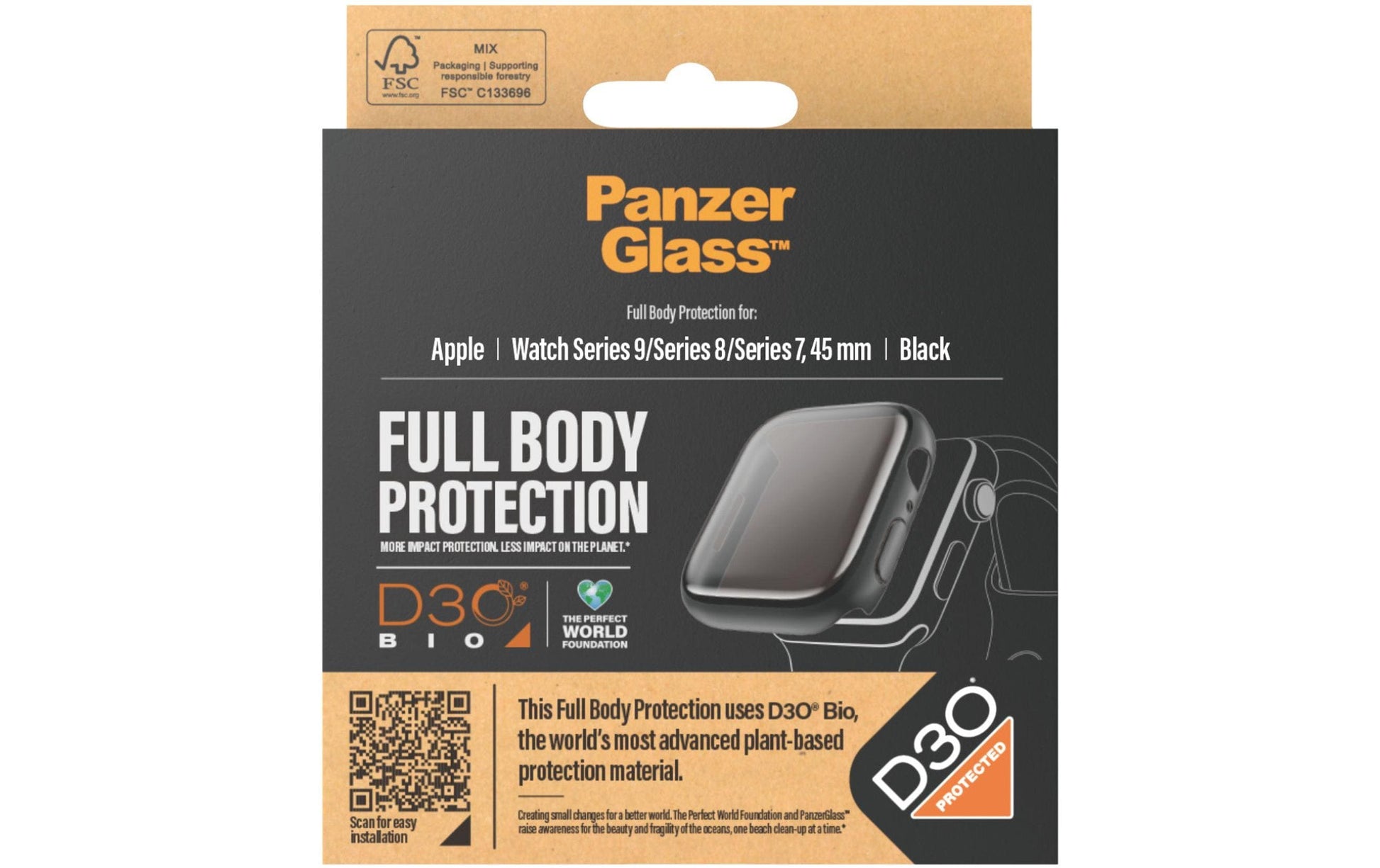 PanzerGlass Full Body D3O – für Apple Watch Series 9 45 mm