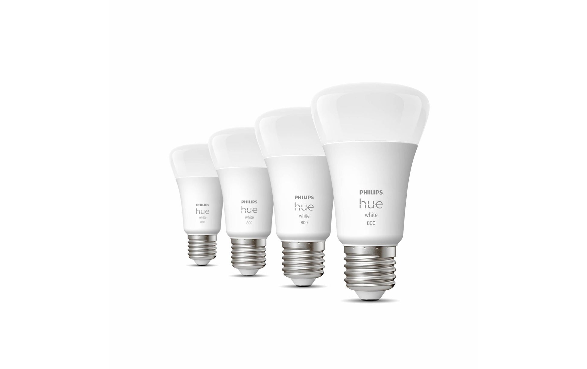 Philips by Signify Philips Hue Smart-Leuchtmittel E27 Weiss – 806 lm, 2700 K, App-Steuerung, dimmbar – 4er-Pack