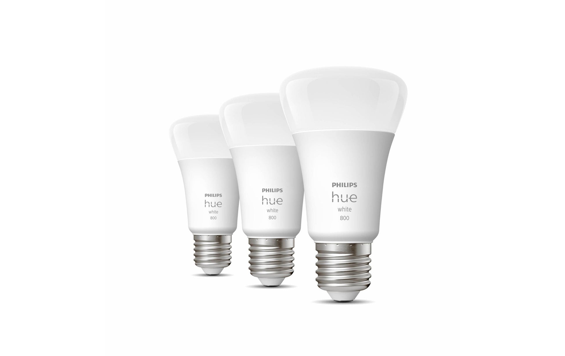 Philips by Signify Philips Hue Smart-Leuchtmittel E27 A60 – Warmweiss 2700 K, 800 lm, 9 W, Bluetooth, Zigbee – IP20 – 3 Stk.