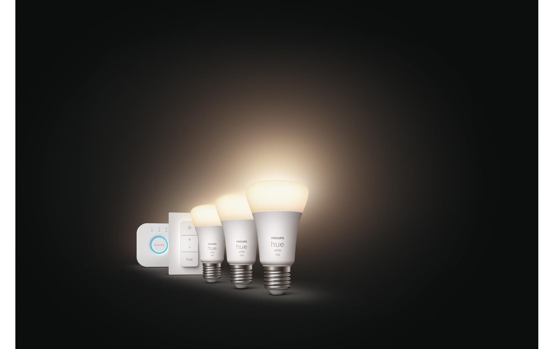 Philips by Signify Philips Hue Smart-Leuchtmittel E27 Weiss – 1055 lm, 2700 K, App-Steuerung, dimmbar – 3er-Pack