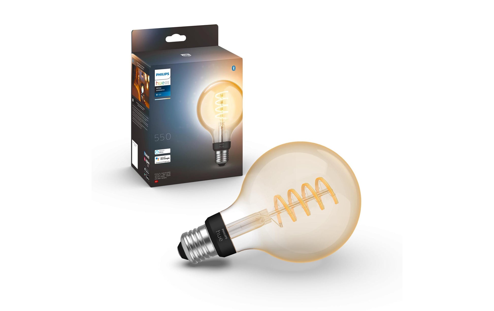 Philips by Signify Philips Hue Smart-Leuchtmittel E27 White Ambiance – 550 lm, 2200–6500 K, App, dimmbar – 1 Pack