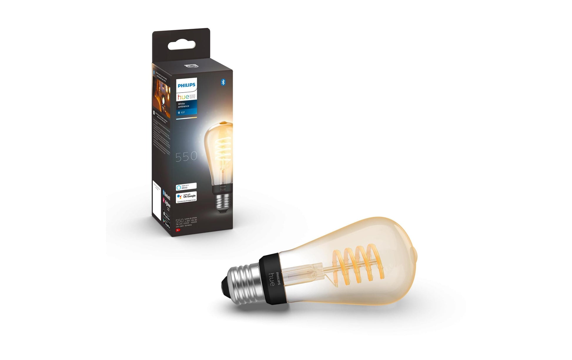 Philips by Signify Philips Hue Smart-Leuchtmittel E27 ST64 – 2200–6500 K, 550 lm, 7 W, Zigbee/Bluetooth – 1 Stk.