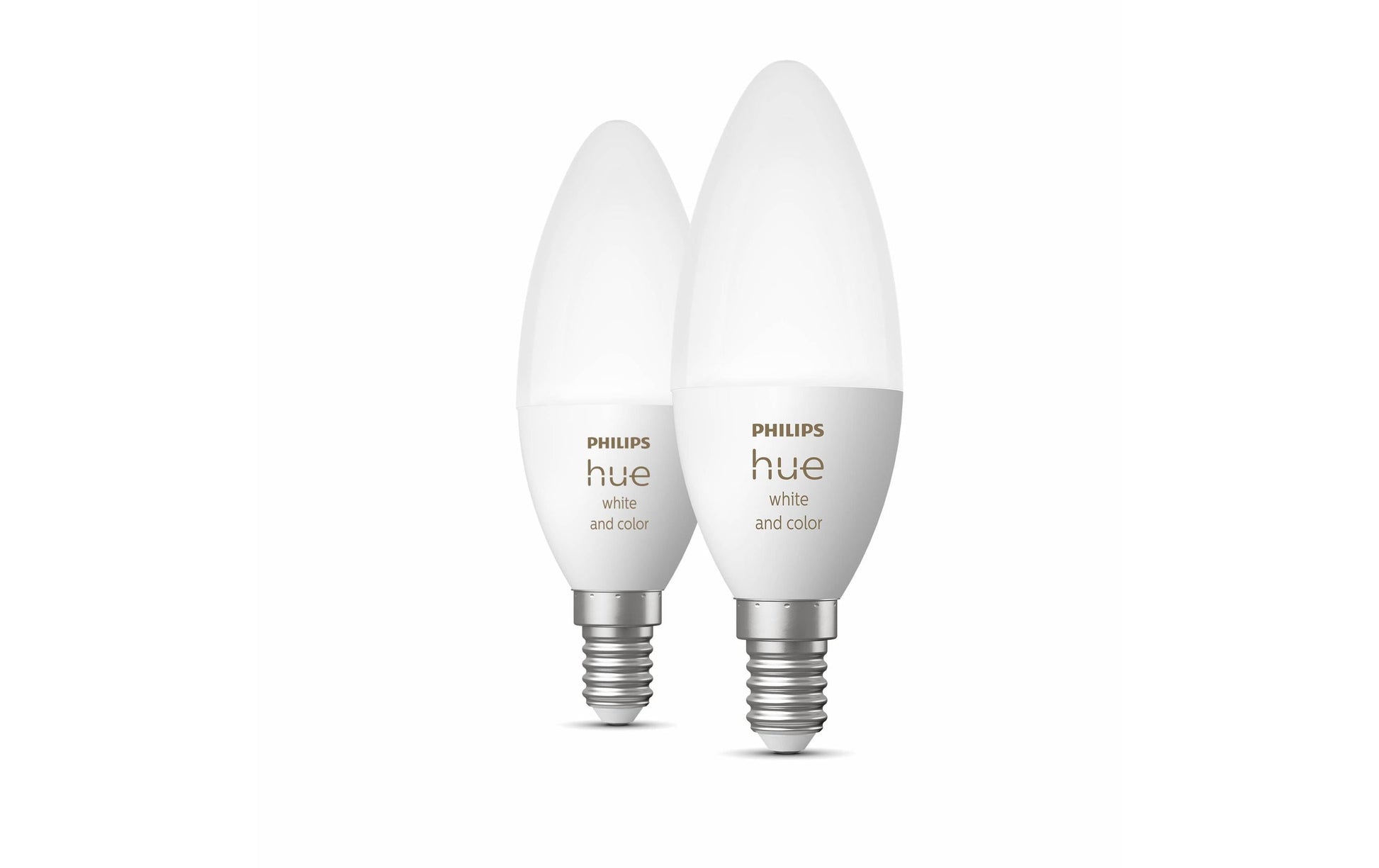 Philips by Signify Philips Hue Smart-Leuchtmittel E14 Kerzenform – RGB+CCT, 470 lm, 5,3 W, Bluetooth – für Philips Hue – 2 Stk.