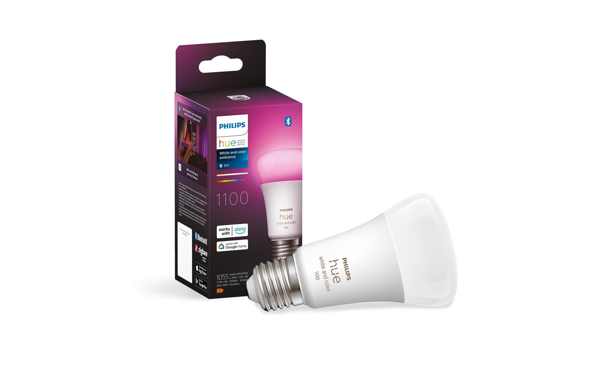 Philips by Signify Philips Hue Smart-Leuchtmittel E27 – 1100 lm, 2000–6500 K/mehrfarbig, dimmbar