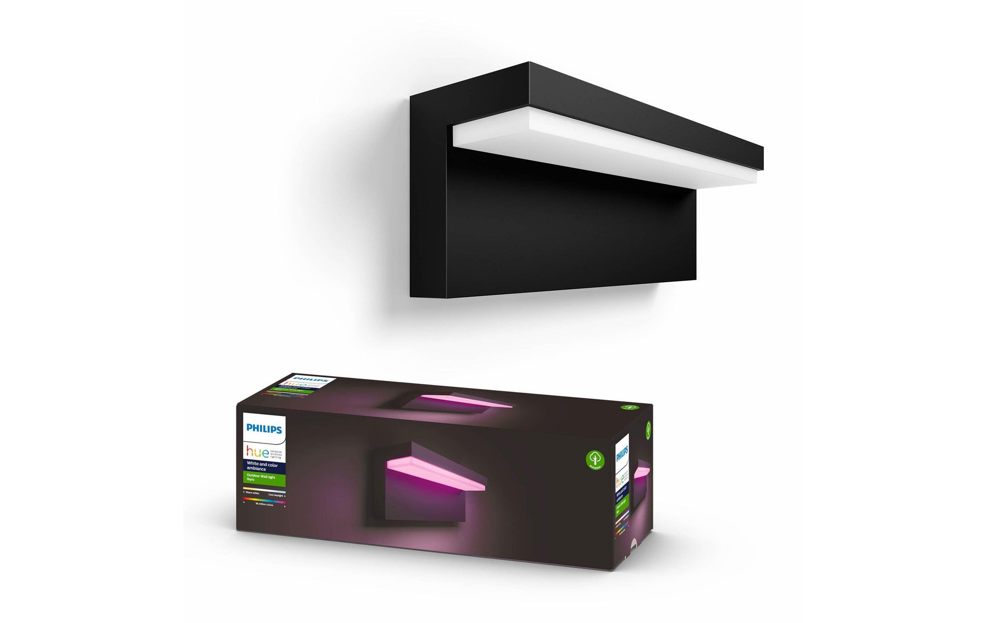 Philips by Signify Philips Hue Aussenwandleuchte – 13,5 W – Netzbetrieb – für Alexa, Google, HomeKit (u. a.) – dimmbar – Schwarz