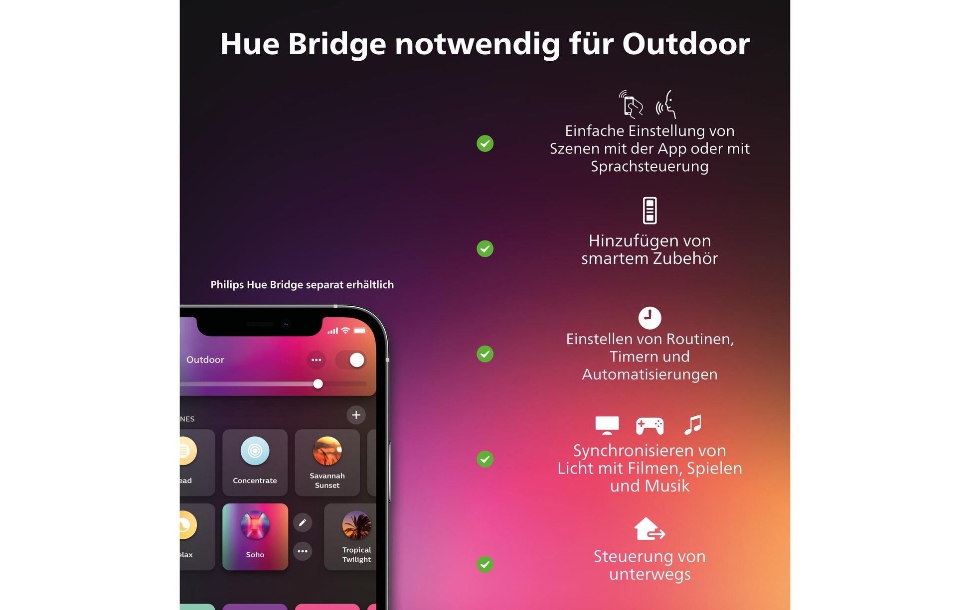 Philips by Signify Philips Hue Aussenwandleuchte – für Philips Hue (Hue Bridge erforderlich), dimmbar, Silber, Edelstahl