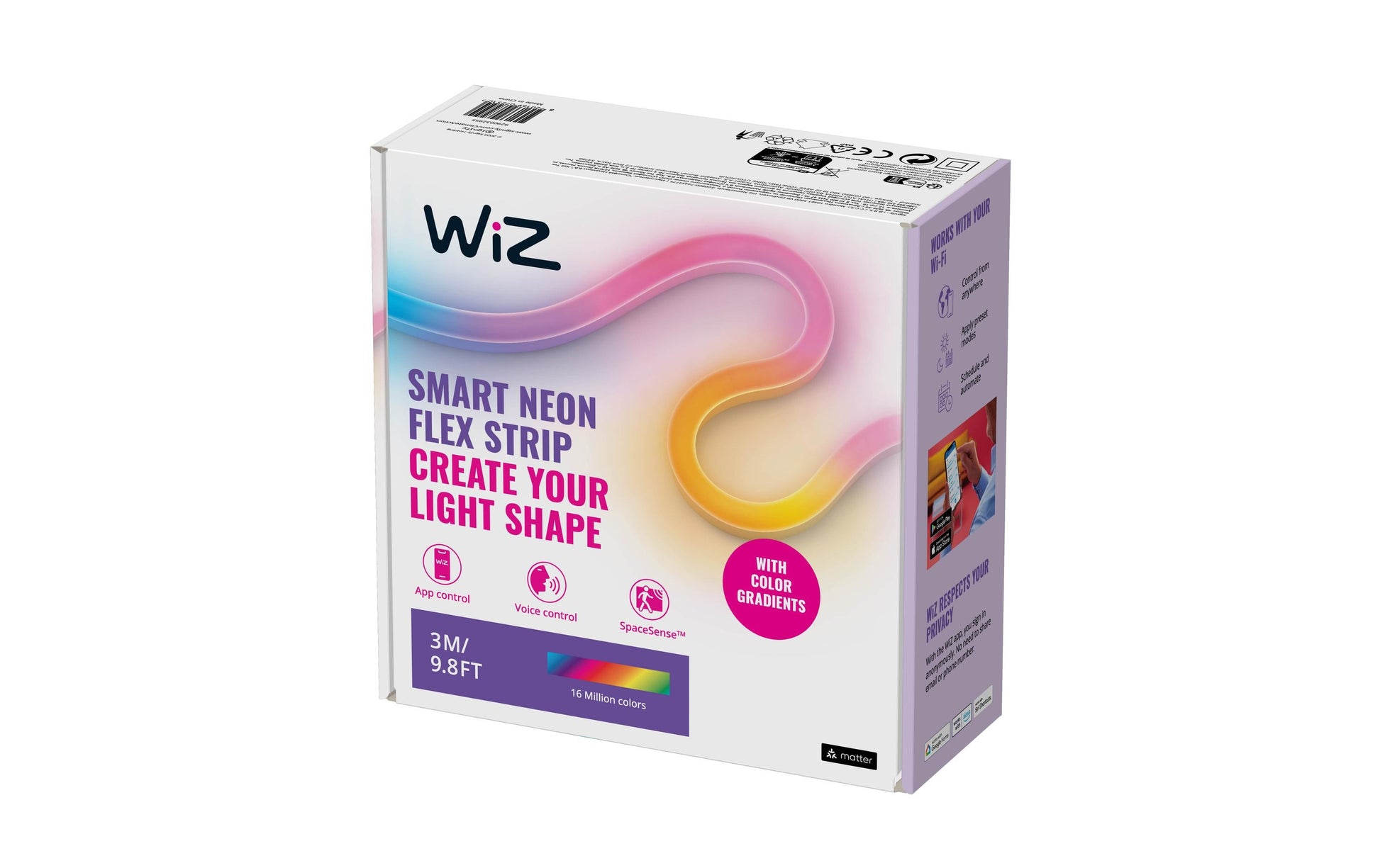 WiZ LED-Leuchtstreifen – WLAN & dimmbar, 2'700–5'000 K, mehrfarbig & weiss einstellbar – 3 m