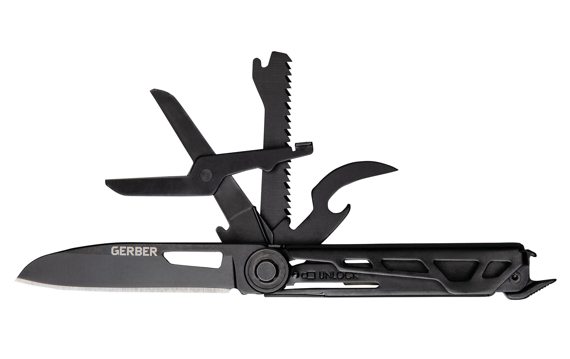 Gerber Multitool Outdoor – Klingenlänge 63 mm, 7-teilig, arretierbare Klinge