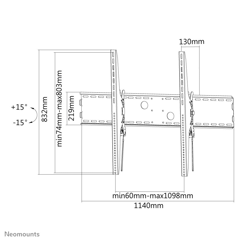 Neomounts Wandhalterung, neigbar, für 60–100", bis 125 kg, schwarz