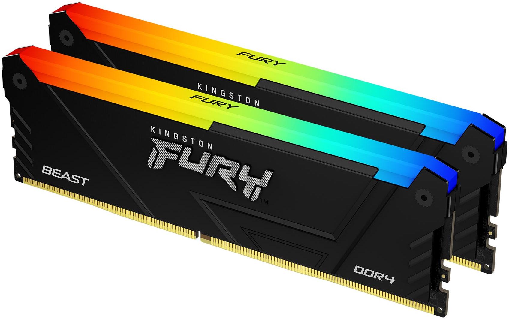 Kingston Technology FURY Beast RGB – 32 GB (2×16 GB) DDR4 3600 MT/s CL18, 288-poliger DIMM, 1,35 V, RGB