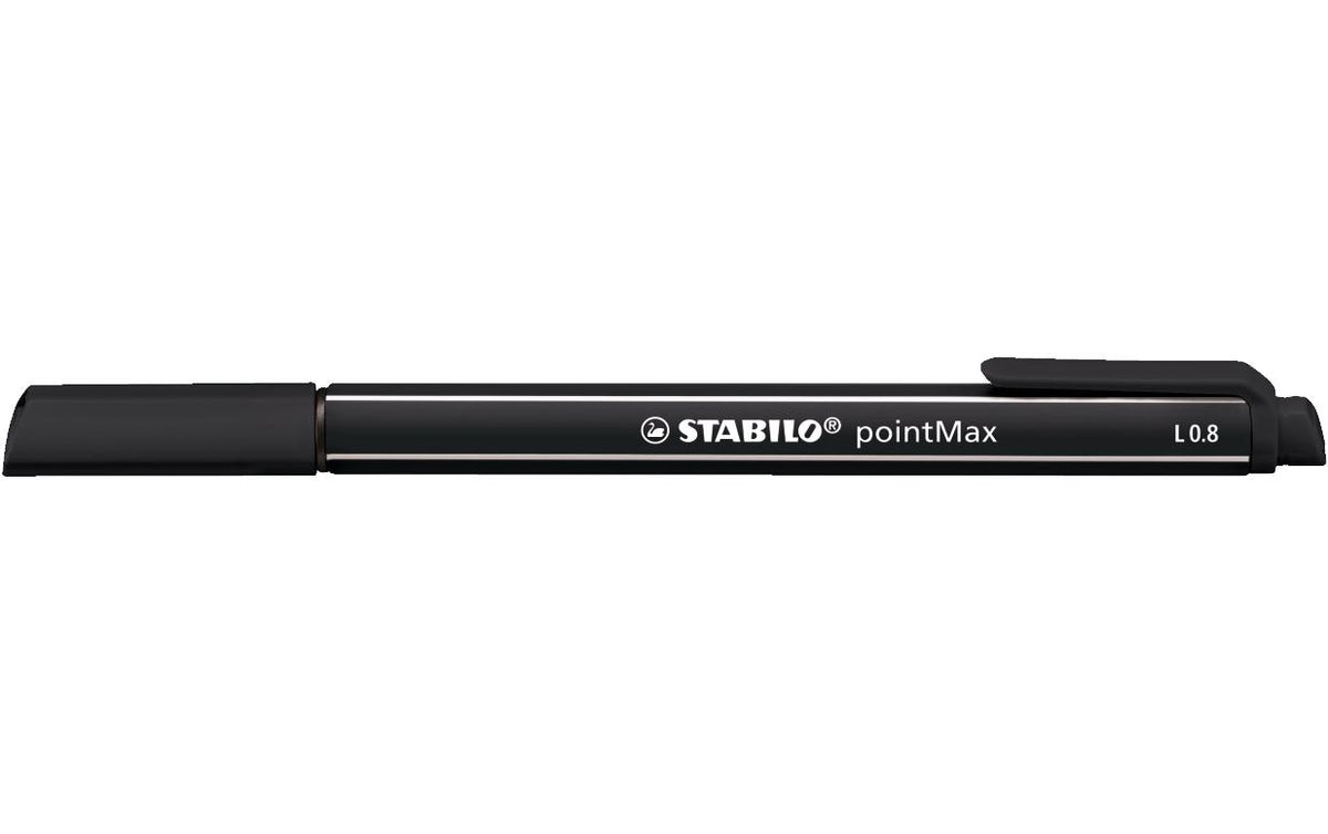 STABILO PointMax Filzstift – Rundspitze, 0,8 mm, wasserbasiert, schwarz