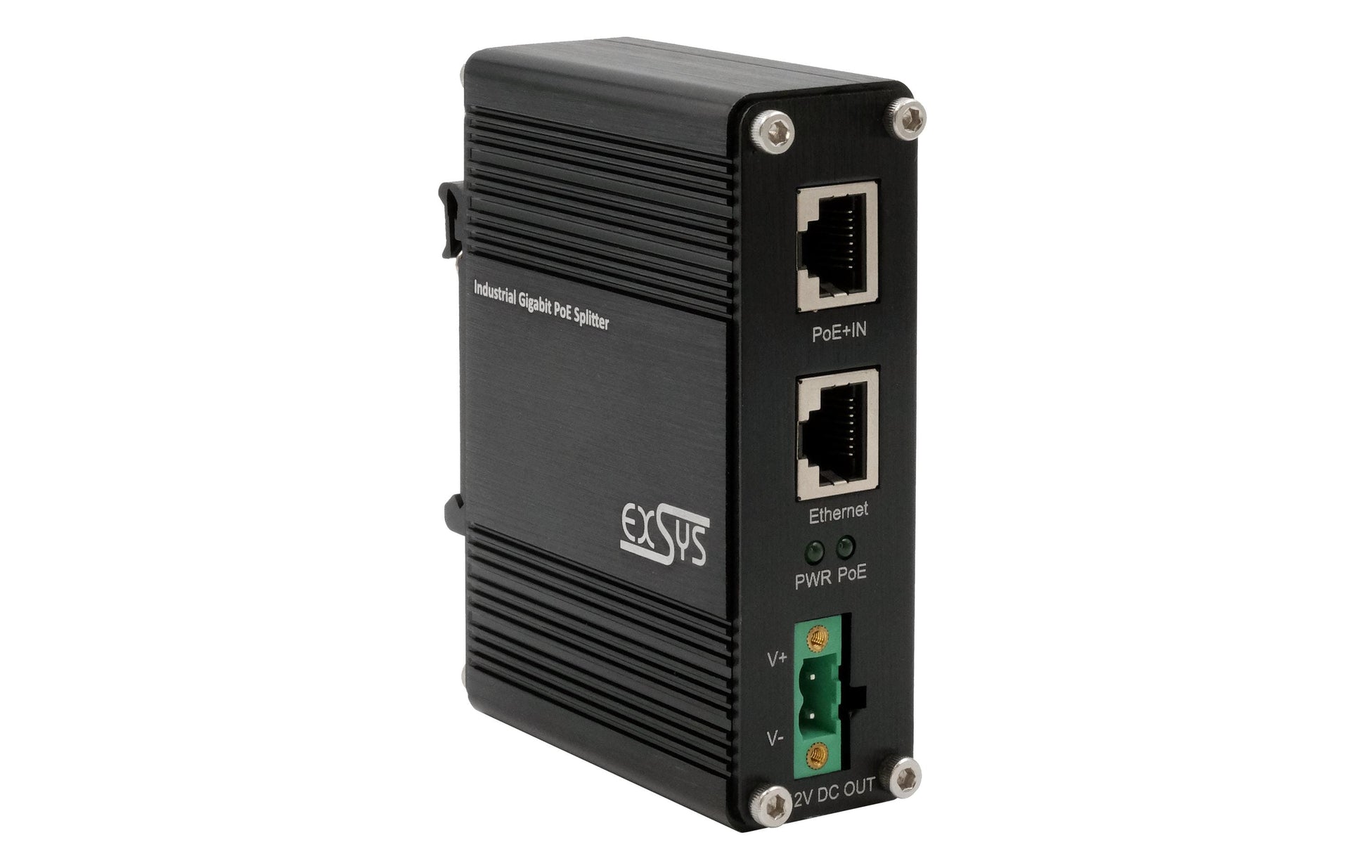 EXSYS EX-60325 PoE+ Splitter – Gigabit, 12 V/20 W, 1× RJ-45 – für nicht-PoE-Geräte (IP-Kamera, WLAN-AP)
