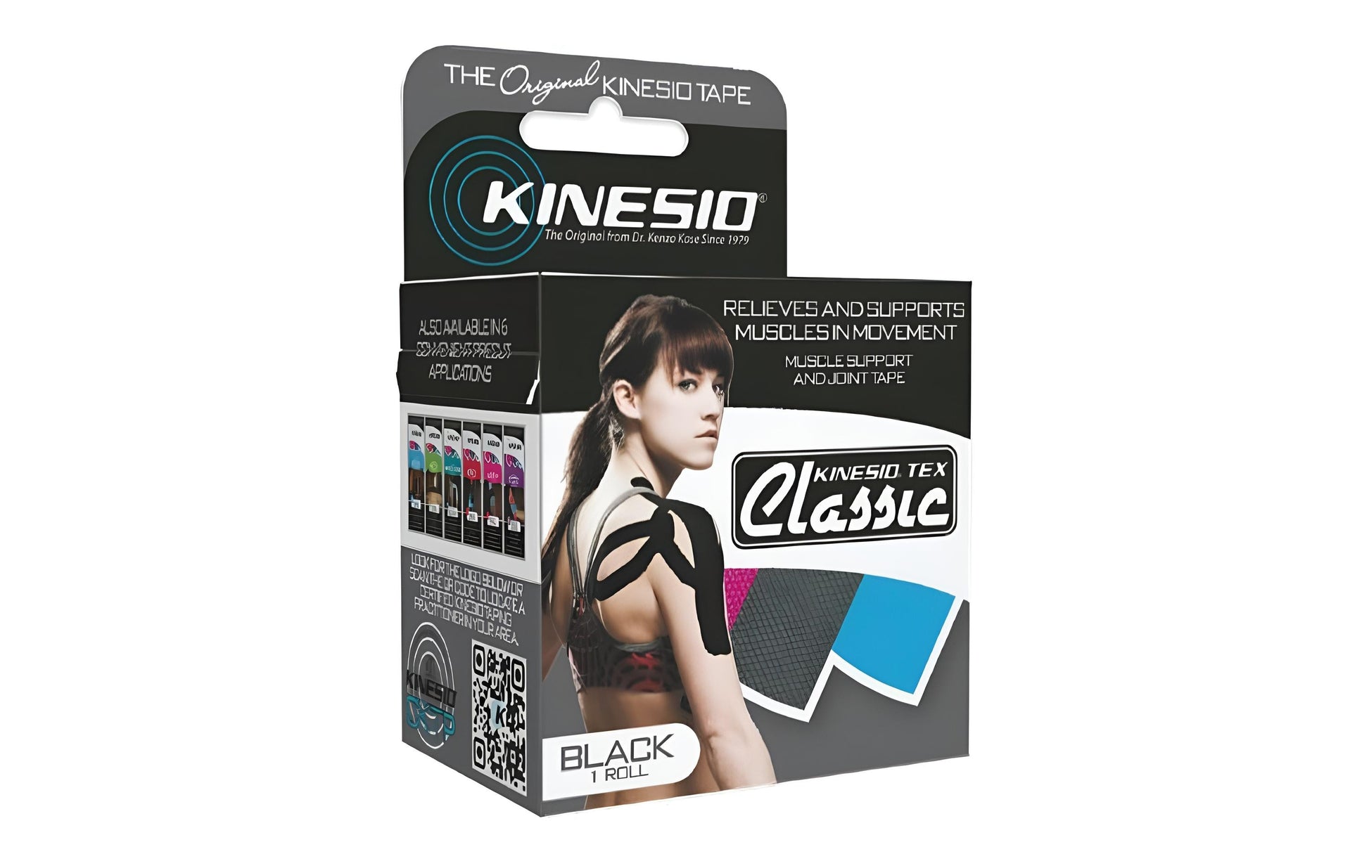 Kinesio Binde Tex Classic – 50 mm × 4 m, schwarz, hypoallergen, latexfrei