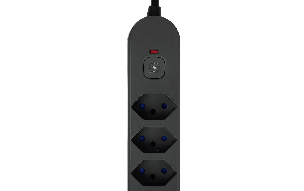 Steffen Standard Steckdosenleiste, 6×T13, 1×USB‑A 18 W + 1×USB‑C PD 20 W, mit Schalter, 3 m – Anthrazit