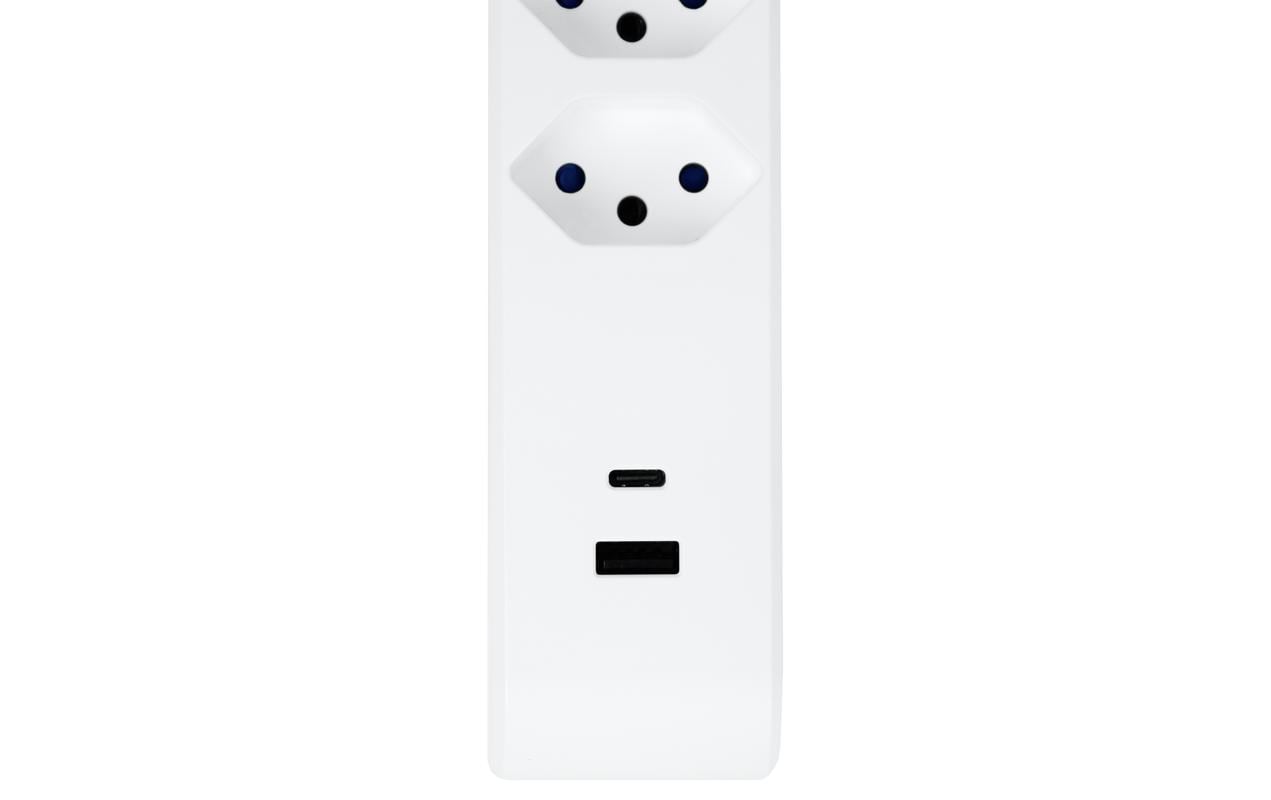 Steffen Steckdosenleiste – 6× T13, USB‑A/C (18 W/20 W), 3 m, mit Schalter, IP20, Weiss