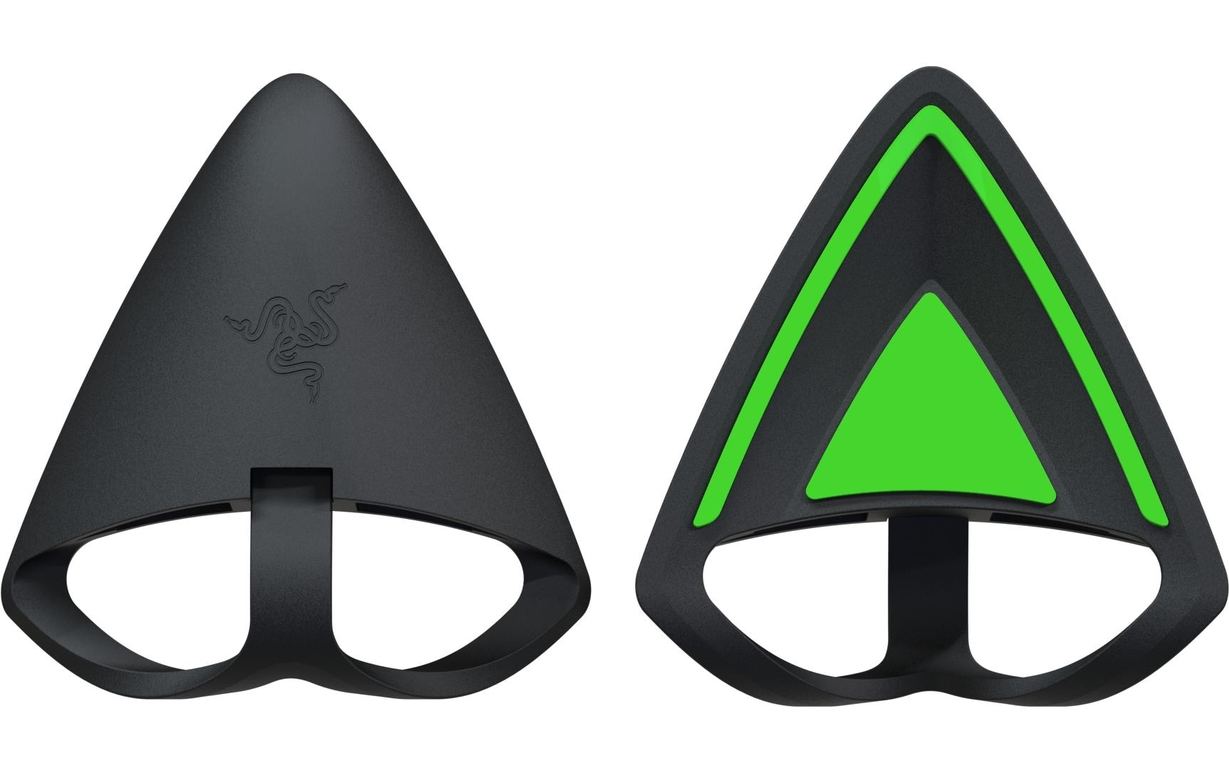 Razer Kitty Ears V2 – Modifikations-Satz – Silikon, Schwarz/Grün – 2er-Set