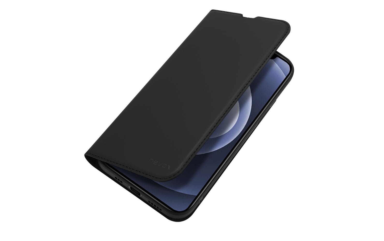 nevox Wallethülle – für Apple iPhone 15 Plus, mit Ständer, 1 Kartenfach, PU+TPU, Schwarz