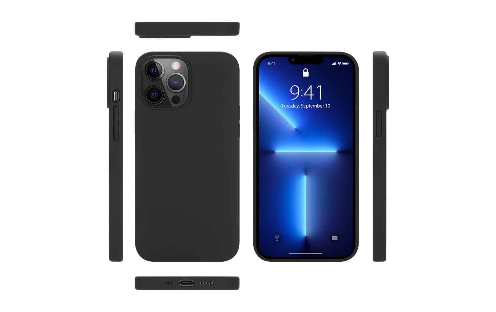 nevox StyleShell SHOCK Backcover – für Apple iPhone 15 Pro, PC+Silikon+Mikrofaser, Schwarz