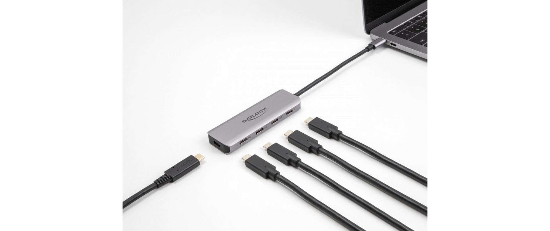 DeLOCK USB-Hub – USB-C, 4× USB, für Windows/Mac/Linux