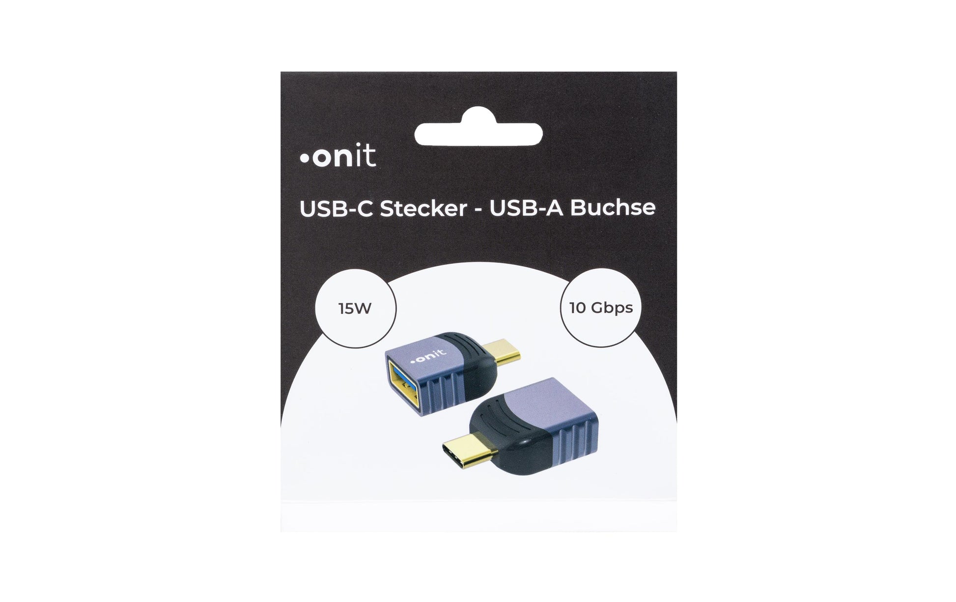 ONIT F01488 Adapter USB-C zu USB-A – USB 3.2 Gen 2 (10 Gbit/s), 5 V/3 A, Goldkontakte, Aluminiumgehäuse