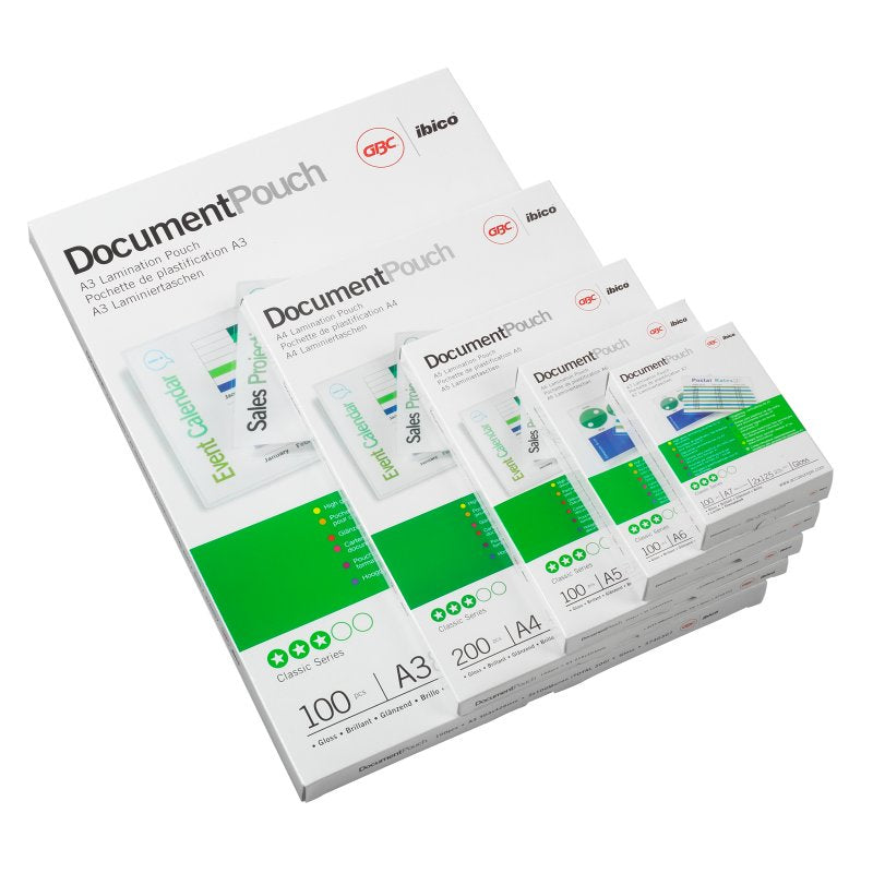 GBC Laminierfolien 65 × 95 mm – 500 µm, glänzend, 100 Stück