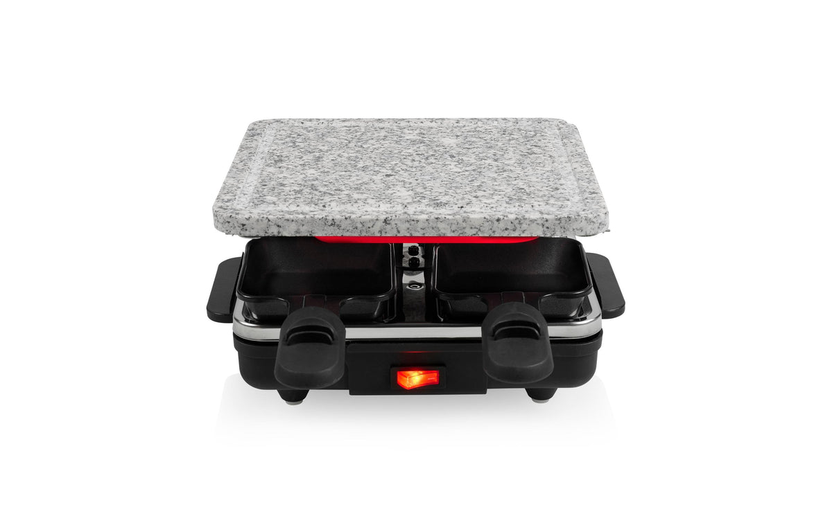 Tristar Raclette RA-2745 – 4 Personen, 600 W, Steinplatte, 4 Pfännchen – Schwarz