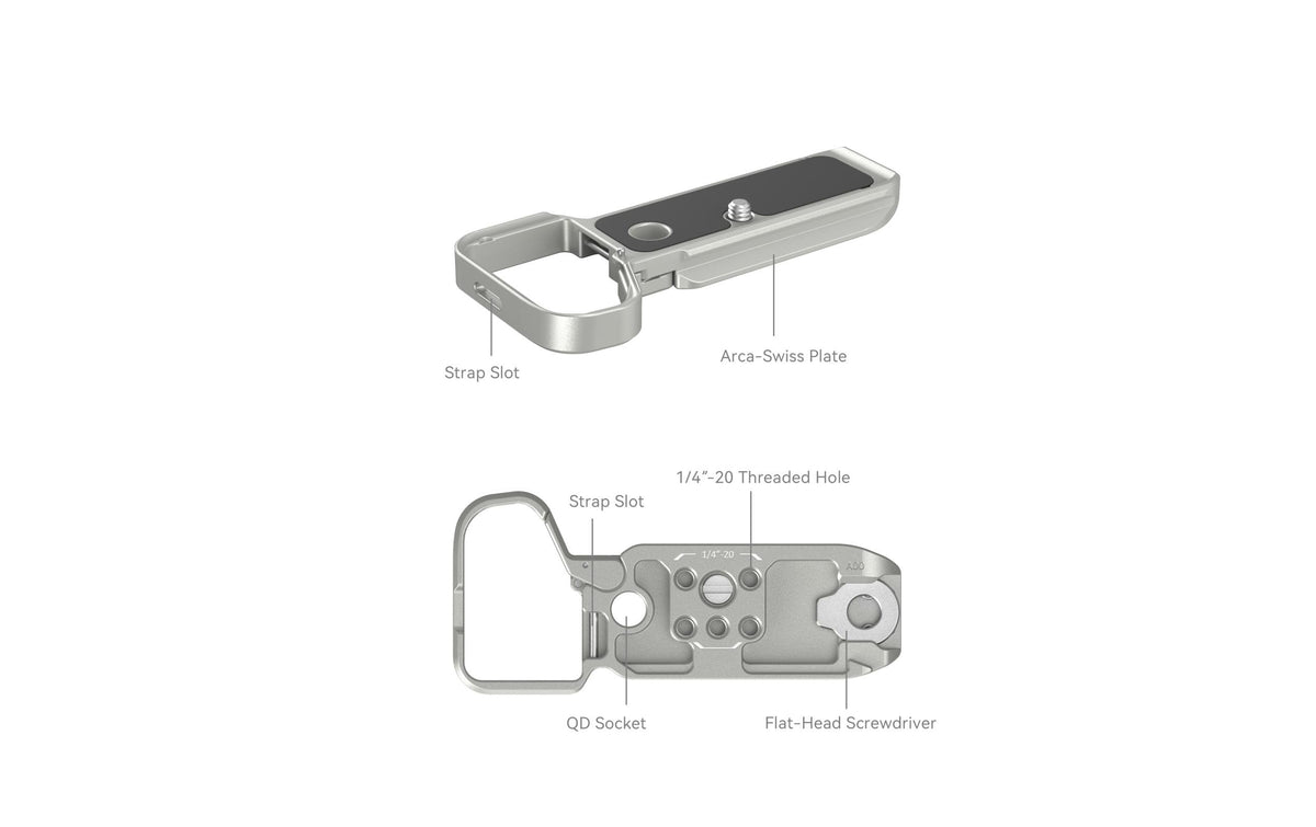 SmallRig 4439 Montageplatte – für Sony Alpha 7C II, Alpha 7CR – Silber, Aluminium/Edelstahl – 124,9 × 12,5 mm