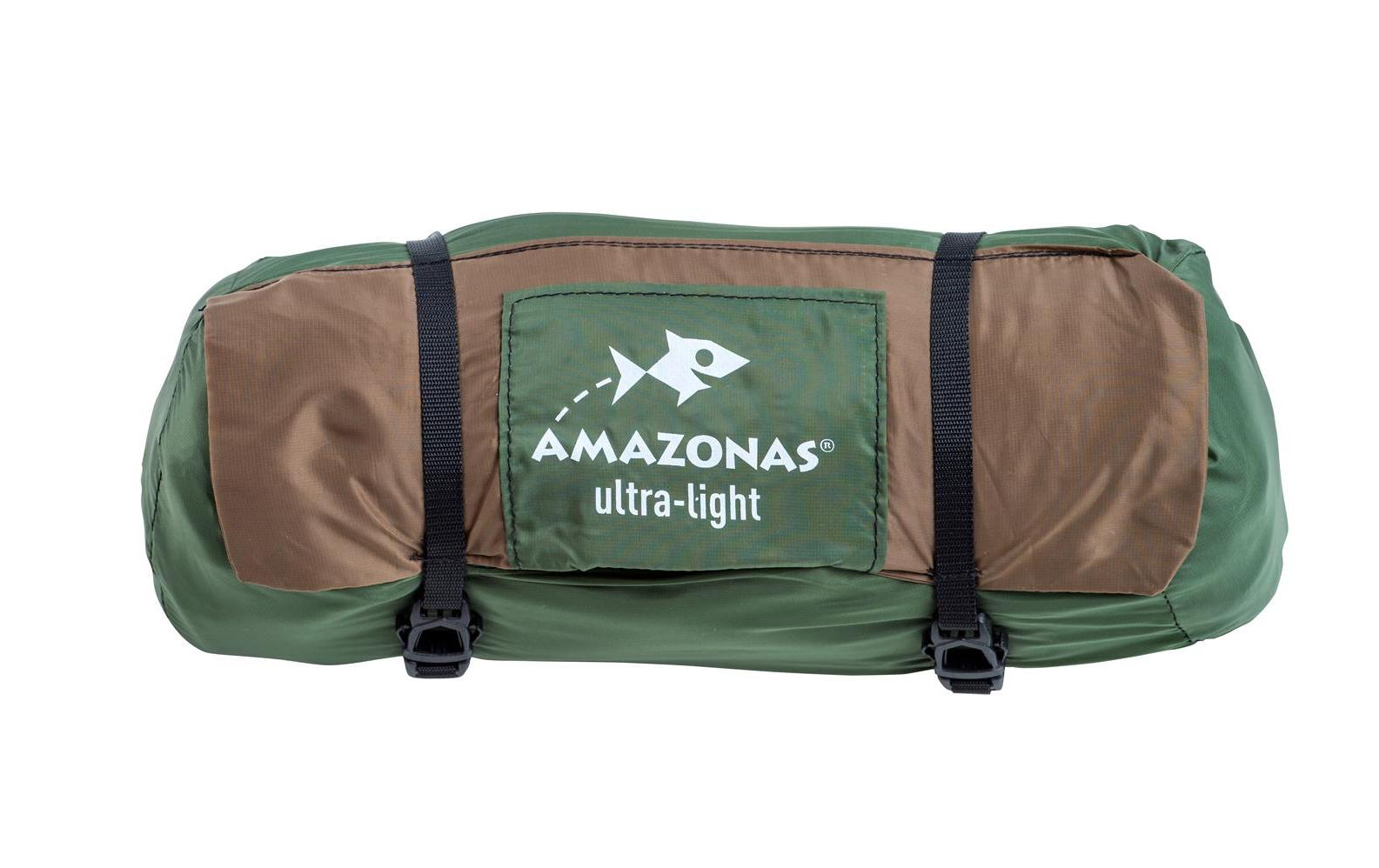 AMAZONAS Hängematte Adventure Moskito Thermo – mit Moskitonetz, faltbar – bis 150 kg – 305 × 140 cm – grün