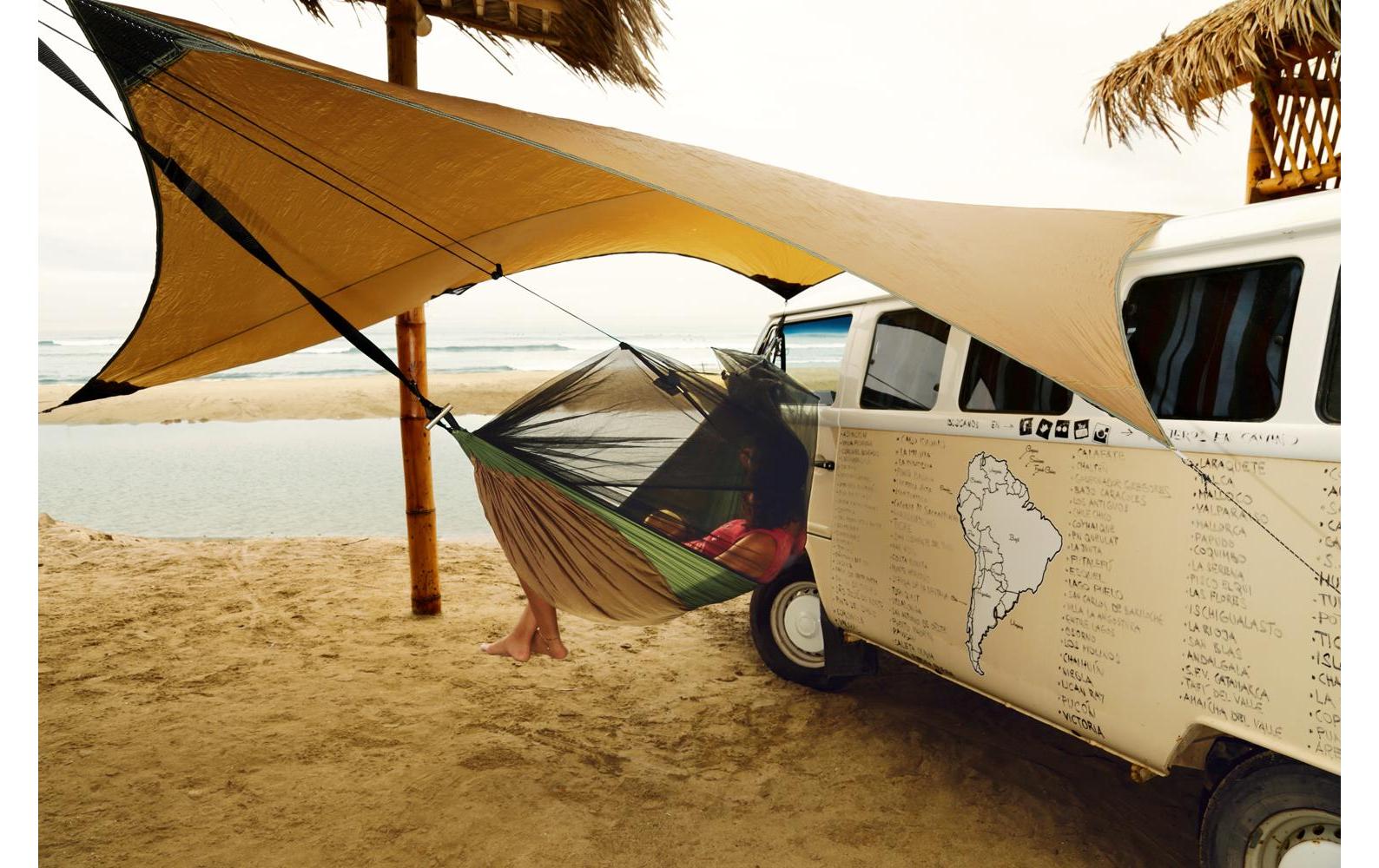AMAZONAS Hängematte Adventure Moskito Thermo – mit Moskitonetz, faltbar – bis 150 kg – 305 × 140 cm – grün