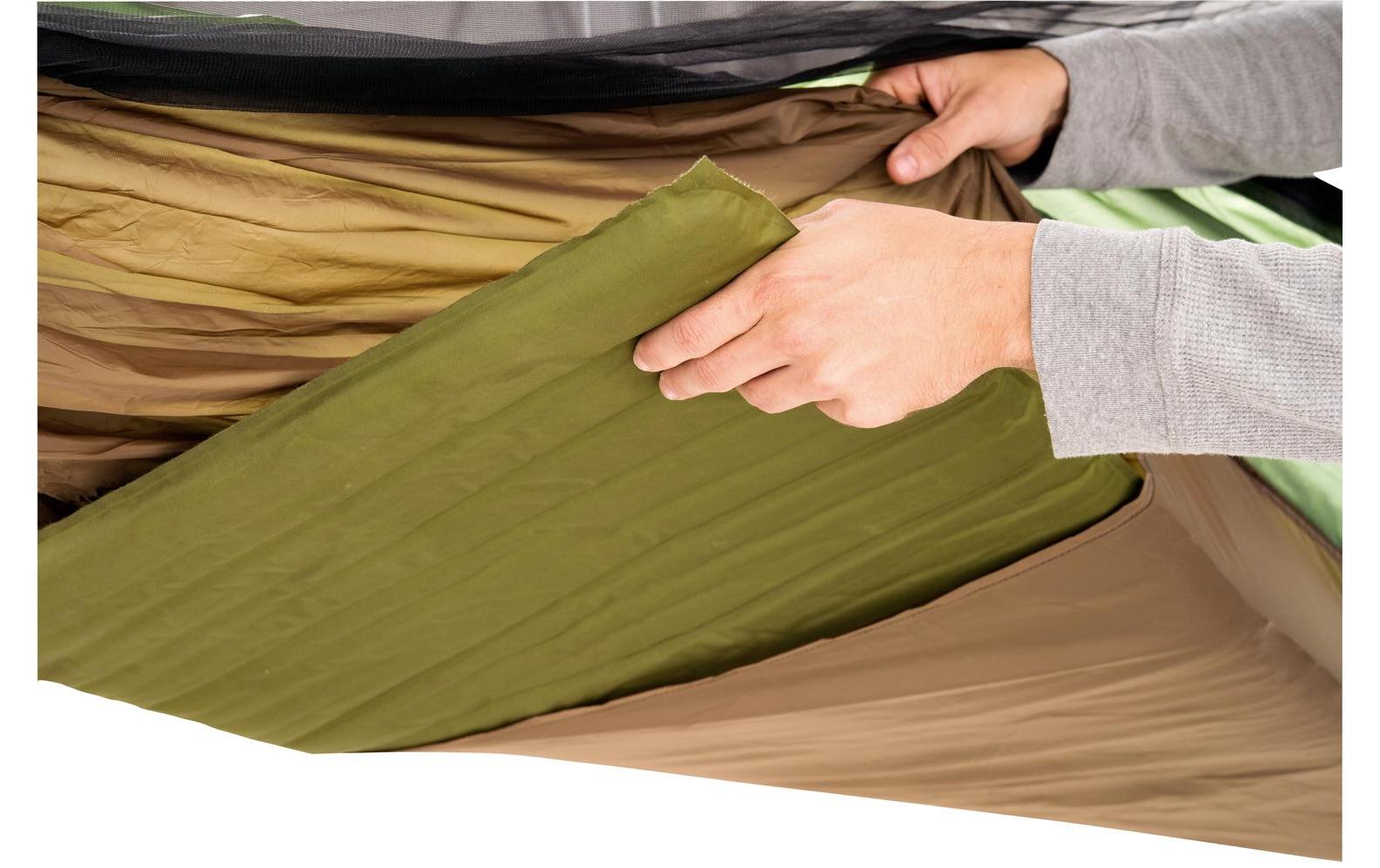 AMAZONAS Hängematte Adventure Moskito Thermo – mit Moskitonetz, faltbar – bis 150 kg – 305 × 140 cm – grün