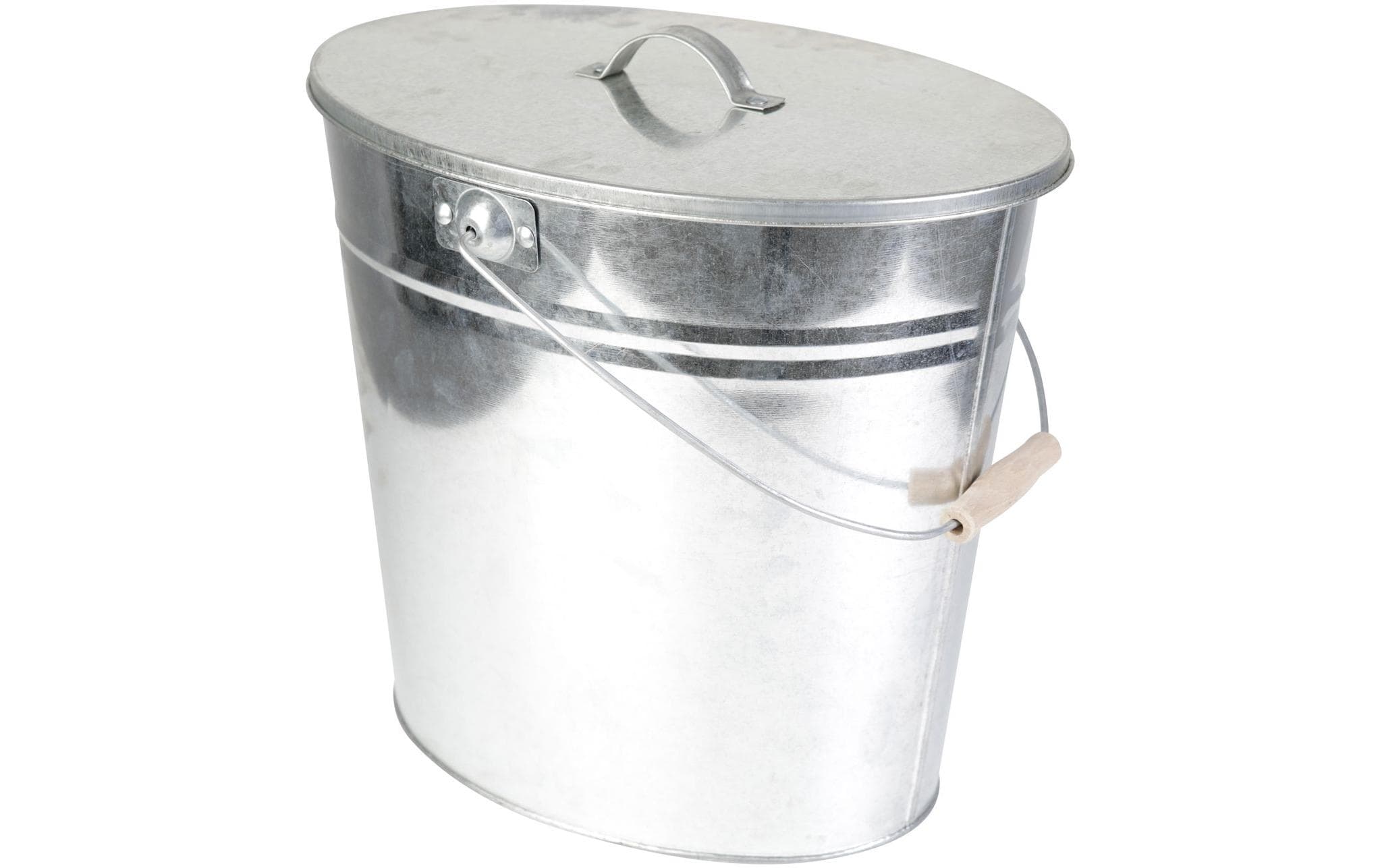 Kamino Standascher – Stahl (verzinkt), rund – silber – mit Deckel – Ø 35 × 40 cm