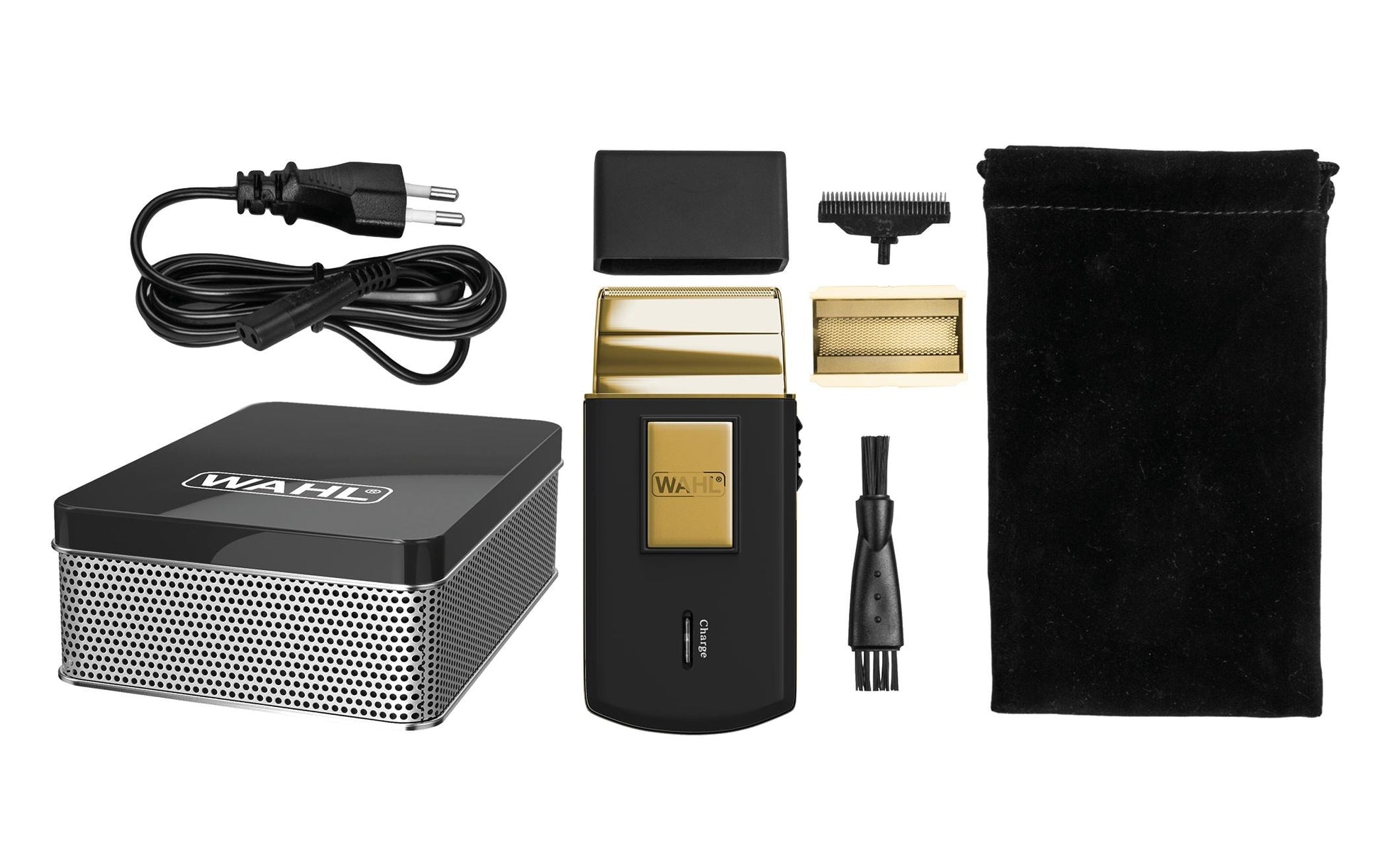 Wahl Folienschaber Travel Shaver Gold Edition – Schnittbreite 3,3 cm, 45 min Laufzeit – Schwarz/Gold