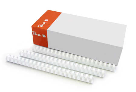 Peach CombBind Plastikbinderücken – A4 – Ø 20 mm – 21 Ringe – bis 175 Blatt, weiss – 100 Stk.