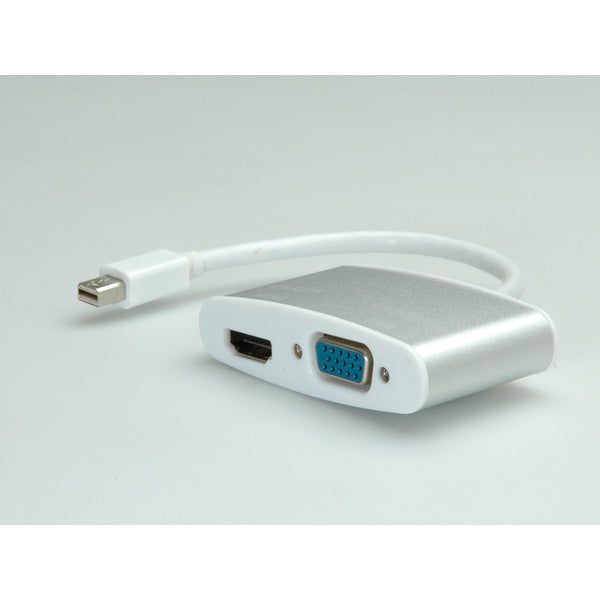 ROLINE Mini DisplayPort zu HDMI/VGA Adapter – 4K (3840 × 2160) @ 30 Hz, 10 cm, aktiv, silber