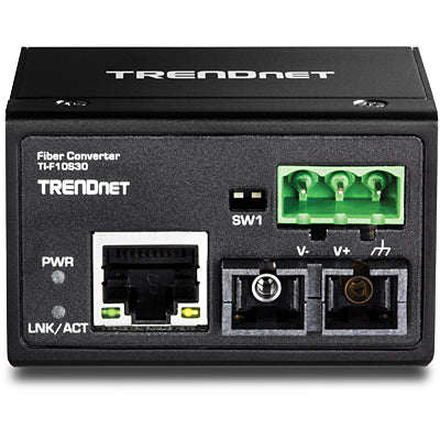 TRENDnet TI-F10S30 – Medienkonverter – 100Base-FX Singlemode SC, 1×RJ45 10/100, 30 km, IP40, DIN-Schiene