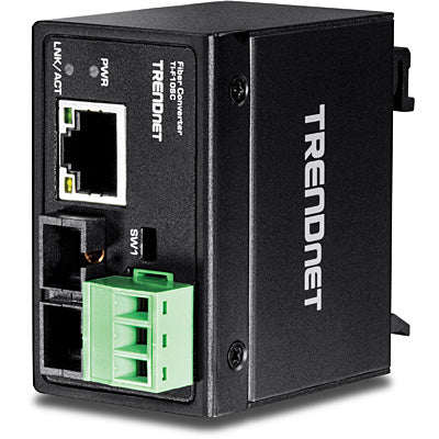 TRENDnet TI-F10SC Medienkonverter SC zu RJ-45 – 100 Mbit/s, Multimode 1310 nm, bis 2 km – IP40, Metallgehäuse