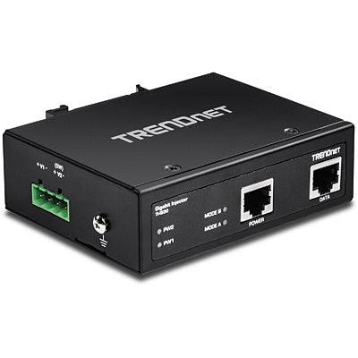 TRENDnet TI-IG30 PoE-Injektor – Gigabit, PoE+ (IEEE 802.3at), 30 W, 1× RJ-45, IP30, Hutschiene