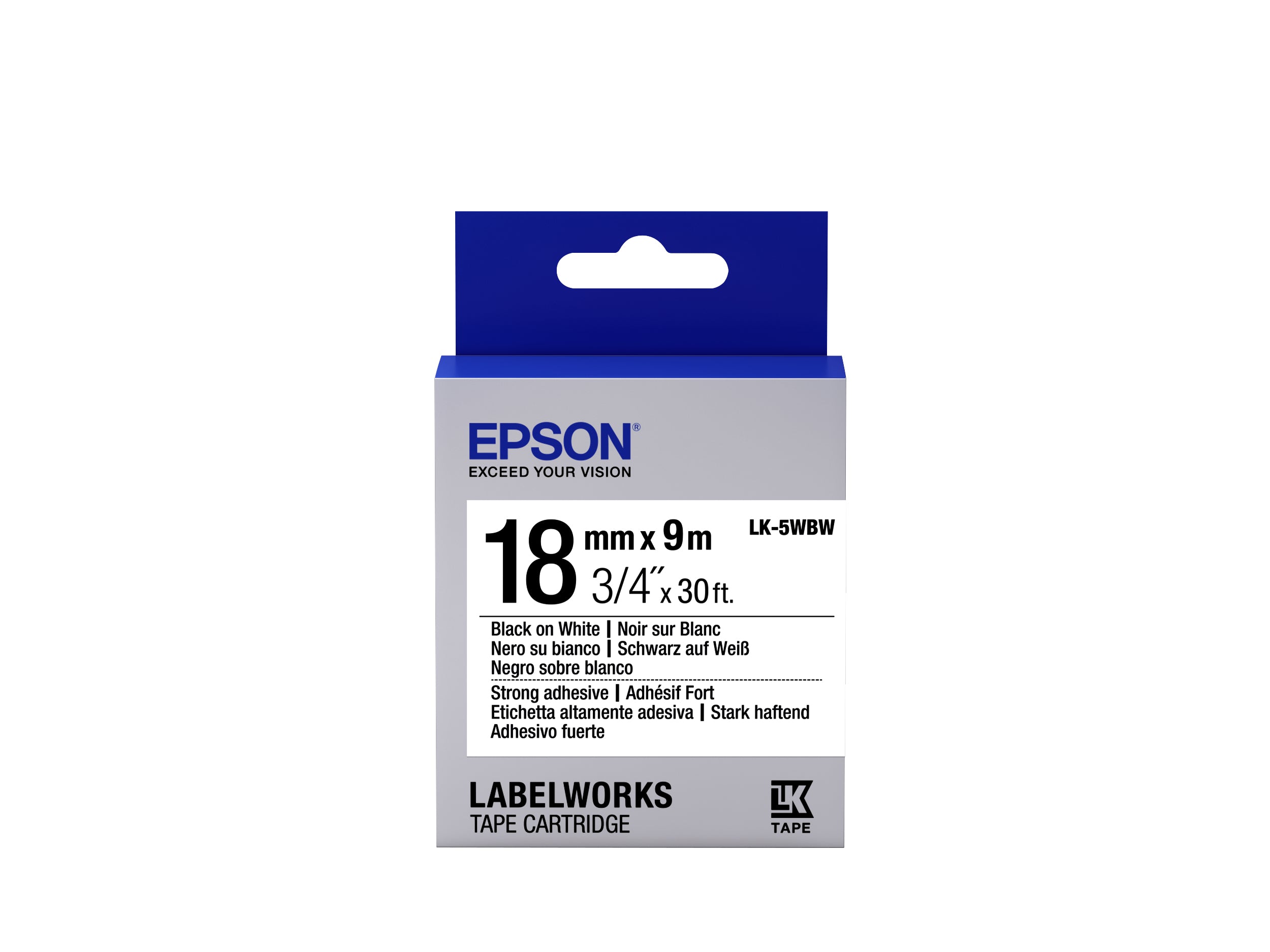 Epson Schriftband – 18 mm × 9 m, weiss, schwarz – LK-5WBW
