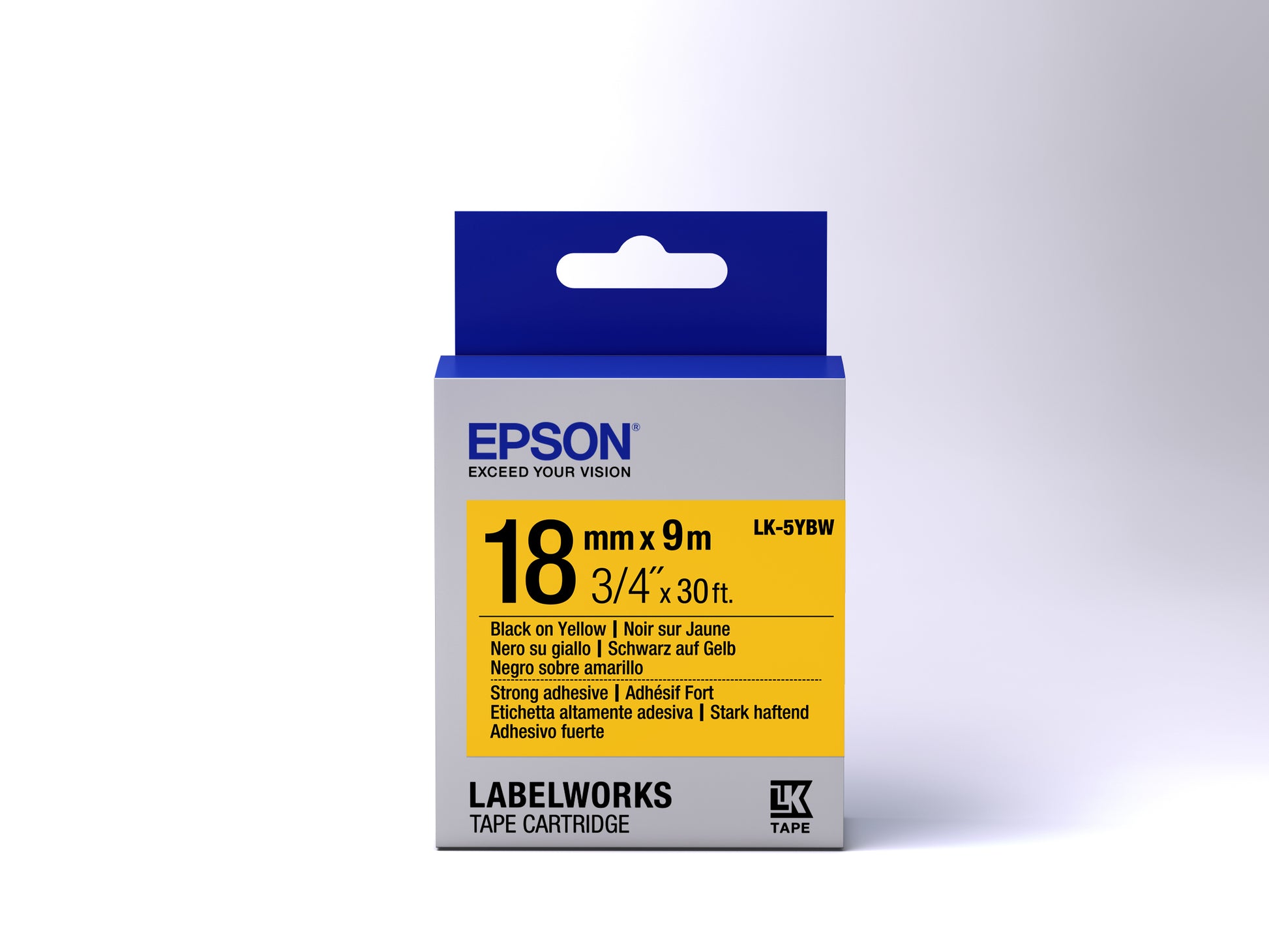 Epson Schriftband – 18 mm × 9 m, gelb, schwarz – LK-5YBW