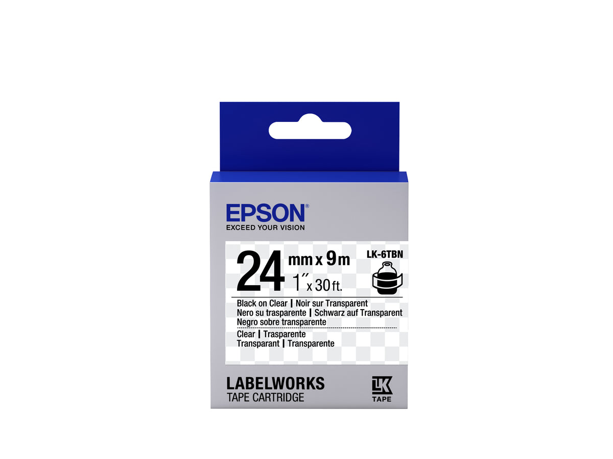 Epson LK-6TBN Endlosetiketten-Kassette – schwarz auf transparent – 24 mm × 9 m – für Epson LabelWorks