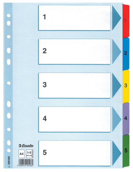 Esselte 100160 Register – Karton, blau, vorgedruckt, numerischer Index